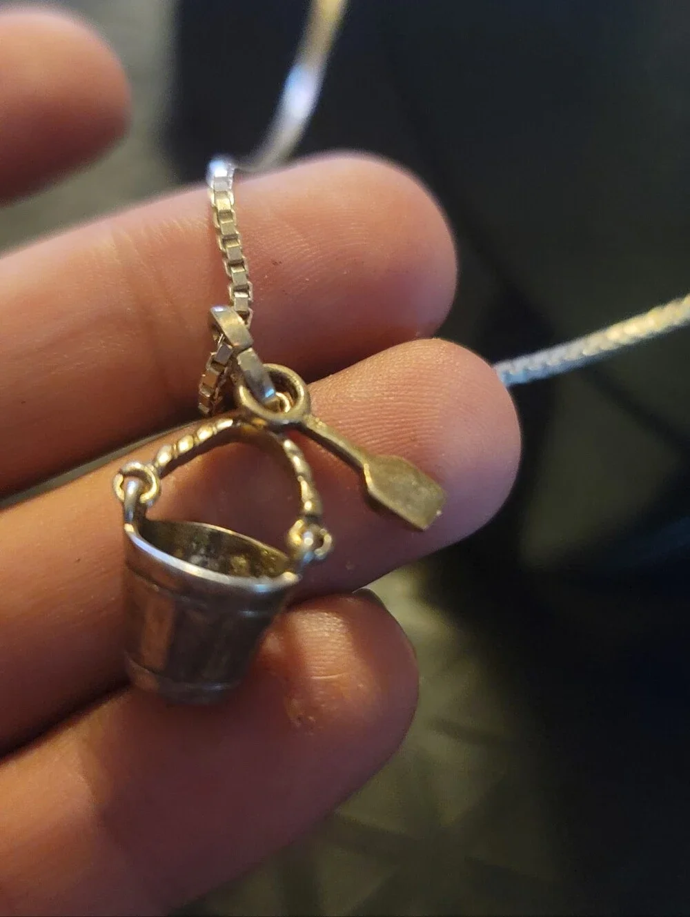 925 Sterling Silver 18in Necklace Bucket Shovel Beach Charm Pendant